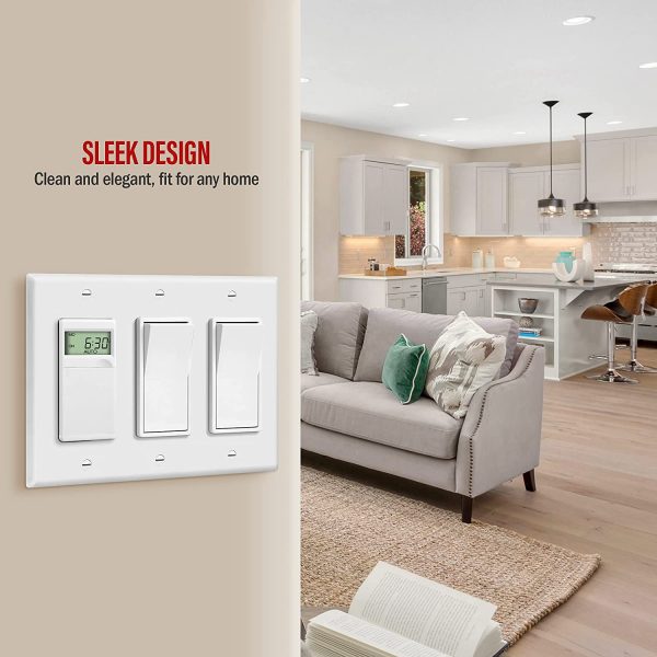 3 Gang Decora/GFCI Device Wall Plate, Standard Size, White - Image 2