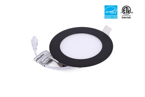 4in 9W 750LM LED Recessed Slim Pot Light with Junction Box, Round Black Flat Trim, CETL/Energy Star Listed 5k  10pack