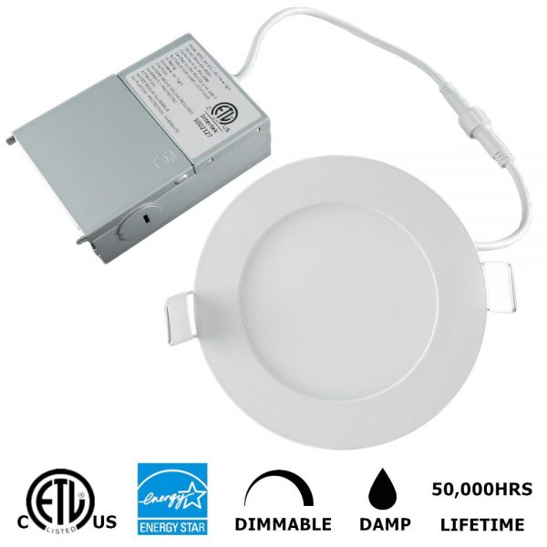 3inch 5W LED Recessed Slim Pot Light with Junction Box, White and Round Trim,ETL/Energy Star Listed 3CCT  (Use Coupon for large quantities)