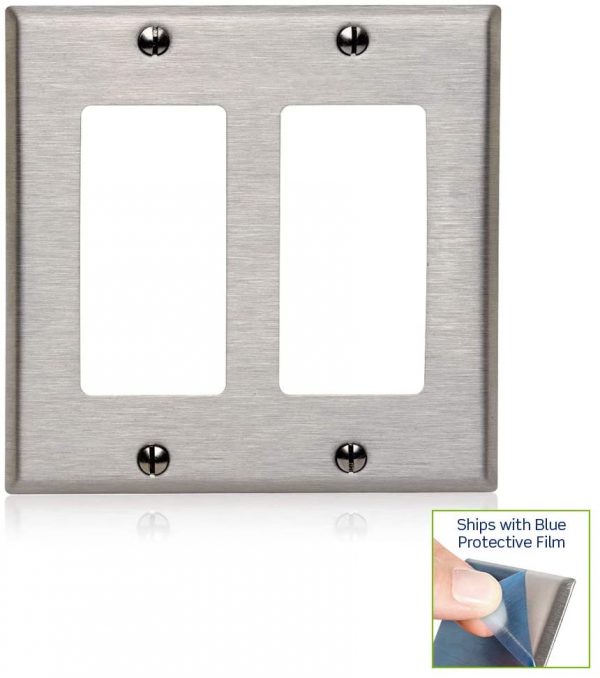 2-Gang Decora/GFCI Device Decora Wall plate (Stainless Steel) - Image 2