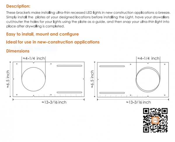 Rough in Plate/Bracket For 4″ Recessed Led - without Lip - Image 3