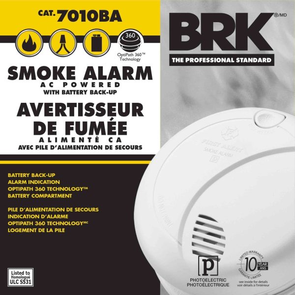 BRK : 7010BA Hardwired Photo Smoke Alarm with 9V Battery Backup - Image 2