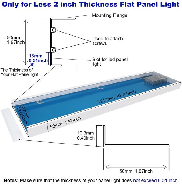 1x4FT Surface Mount Kit / Drop Ceiling Light Aluminum - Image 4