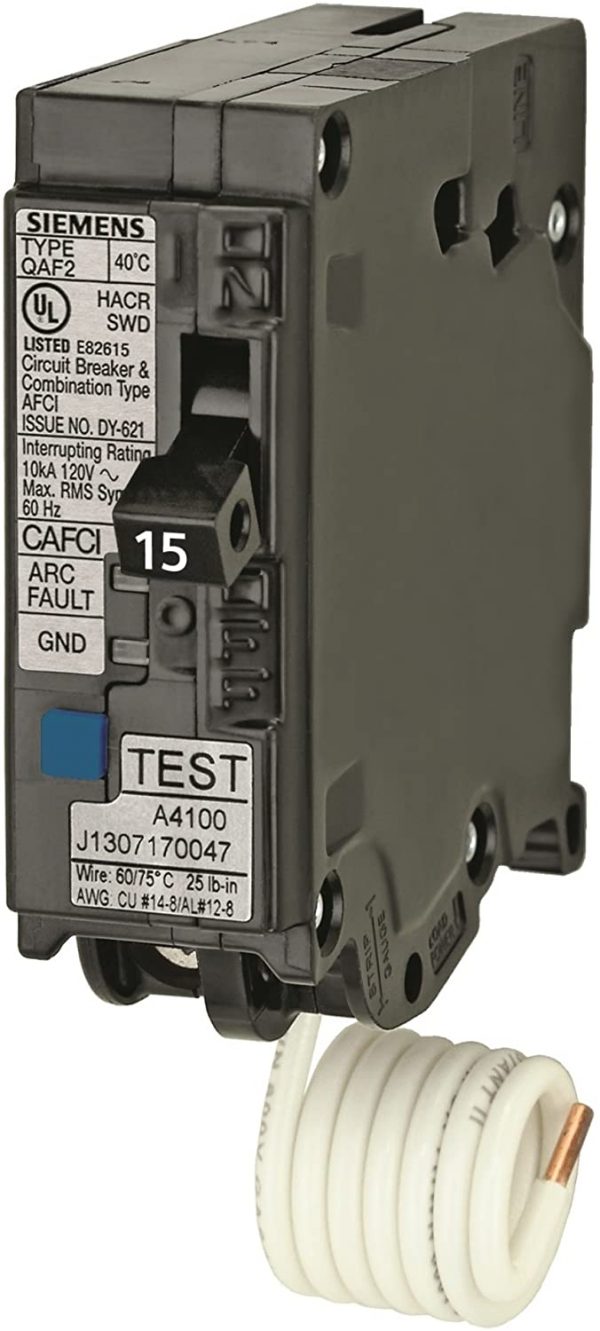 Siemens Arc Fault QA115AFCCSA  15-Amp, Single Pole, 120-volt, Plug On