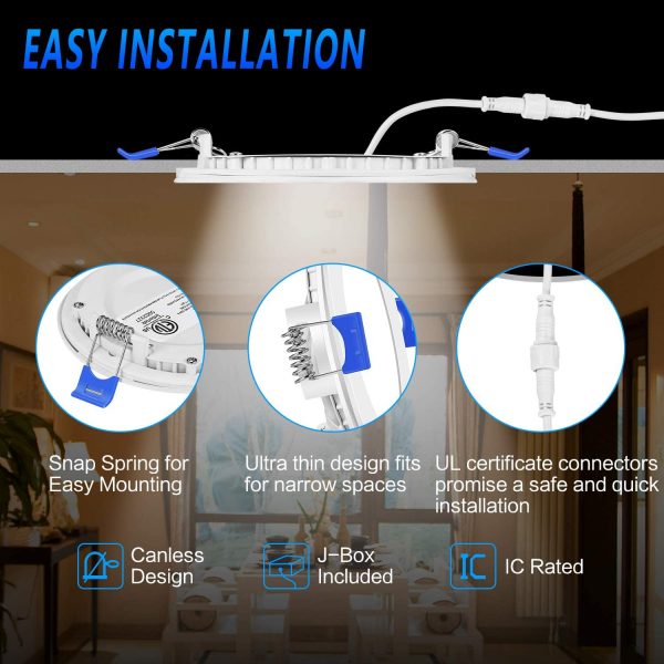 6 inch.  White LED Recessed Ceiling Light Trim at Selectable 5CCT (2700K-3000K-3500K-4000K-5000K) (1050 Lumens) - Image 7