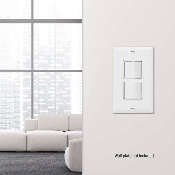 Decora Combination Switch/Switch - White 15 Amp - 120 Volt - Image 2