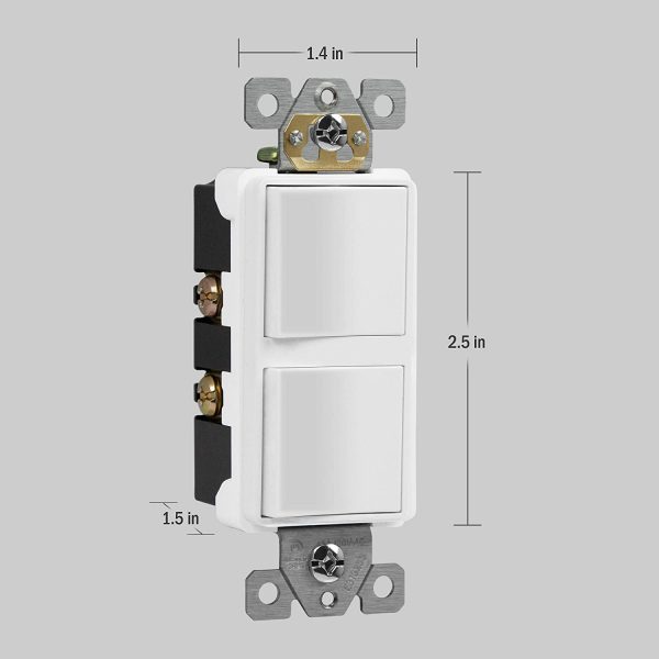 Decora Combination Switch/Switch - White 15 Amp - 120 Volt