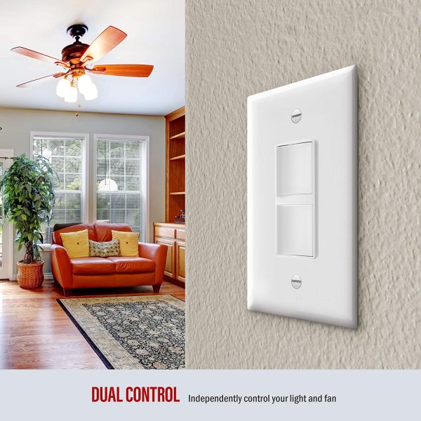 Decora Combination Switch/Switch - White 15 Amp - 120 Volt - Image 4