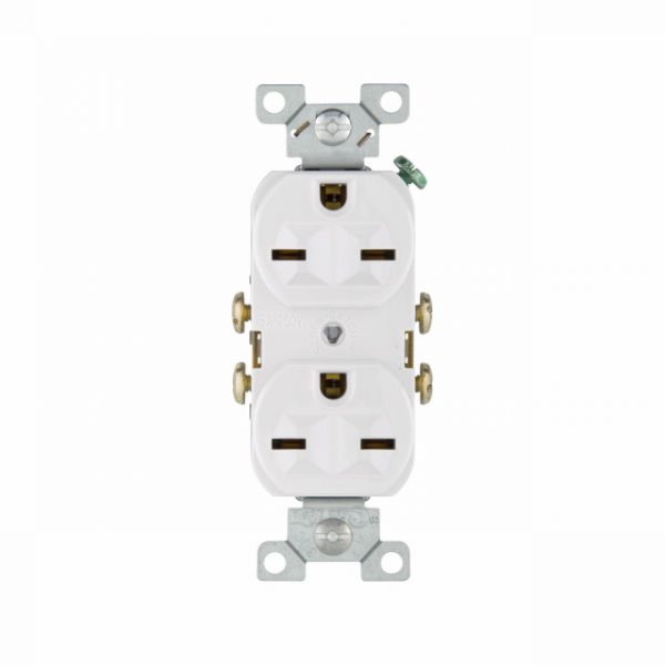 (BAS-011)250V-15A, White, Indoor Duplex Wall Outlet, 2-Pole, Straight Conductive Blade, Self Grounding Receptacle (Duplex)