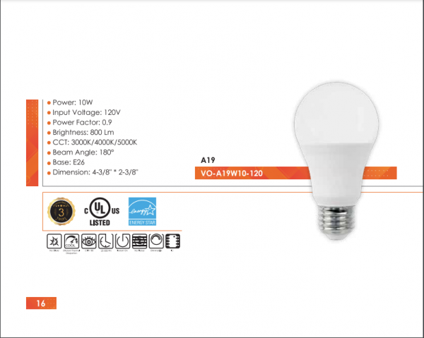 A19 LED -10w - E26 - Image 2