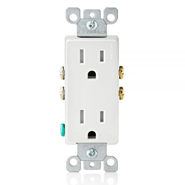 EATON : TR1107W-E / TR-15A - Tamper Resistant, Decora Duplex Receptacle, Straight Blade, Grounding (White)