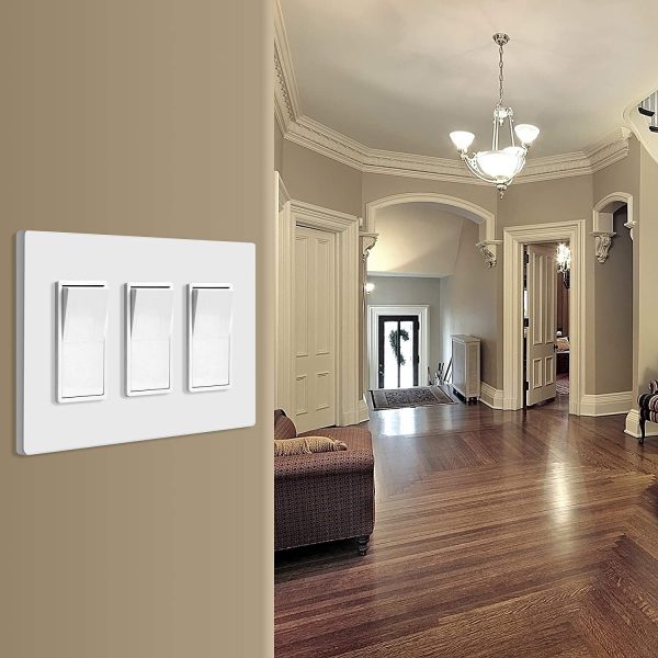 White Screwless Wall Plate, 3-gang - Image 2