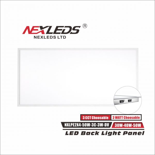 NEXLEDS: LED Back-Lit Panel 2x4ft - Multi Watt / Volt / 3CCT - DLC/UL Approved- Pack of 4 units