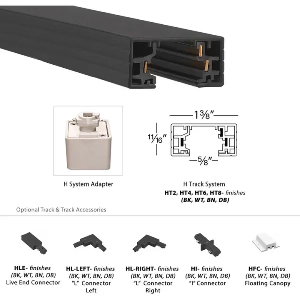 H Type Single Circuit Track  : 4ft/6ft/8ft -  White/Black - Image 3