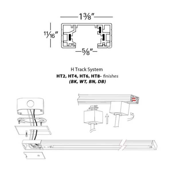 H Type Single Circuit Track  : 4ft/6ft/8ft -  White/Black - Image 4