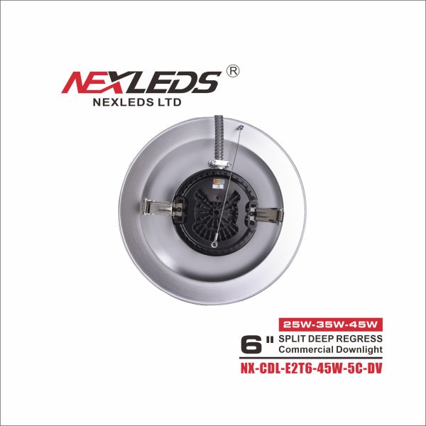 NEXLEDS : 6″/8″/10″ Adjustable Split Deep Regress Commercial Downlight  NX-CDL-E2T6-45W-5C-DV - Image 2