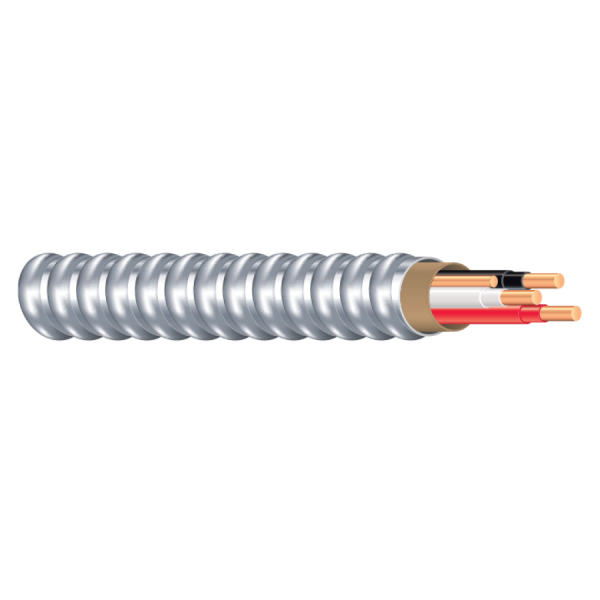 Electric Wires: AC90/BX – 8/3 – AC90 Copper Conductor, 600 VAC, (3) 8 AWG Bare Copper Conductor, – Per Meter cut