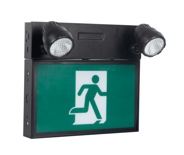 LED Emergency Combo Sign : Metal Housing - Remote Capable - 120-347V - 2x2w  - 36w  White/black - Image 2